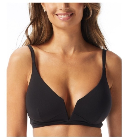 Coco Reef Womens Black Solid Plunge Neckline Beachwear Bikini Swim top NWT - Picture 2 of 13